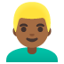 man, medium-dark skin tone, blond hair